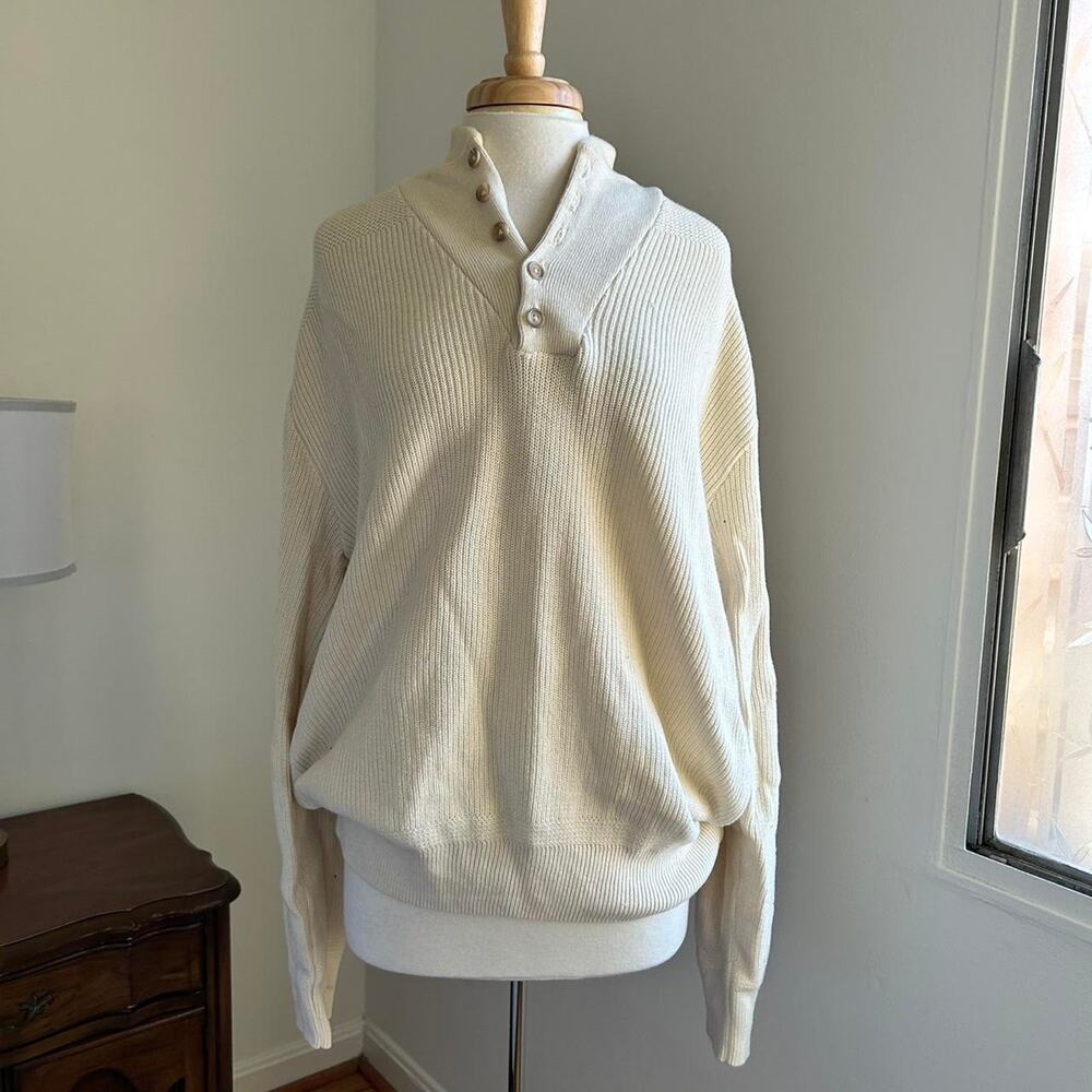 LL bean Mens cream Henley sweater